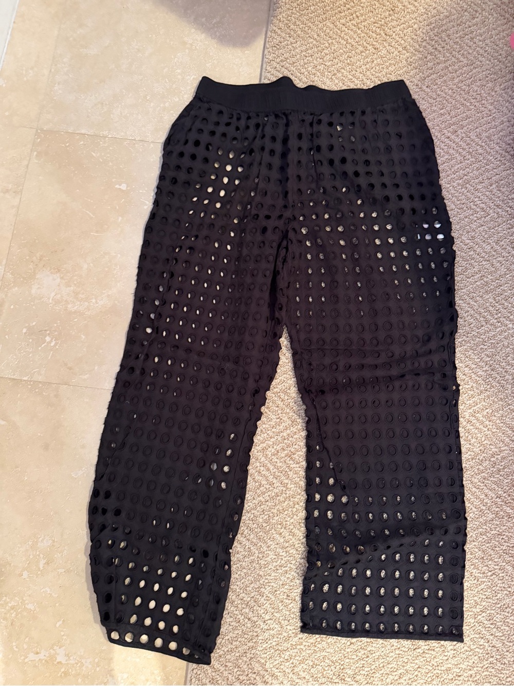 SOLID & STRIPED Black Crocheted Swim Coverup Pants